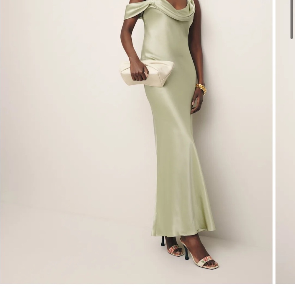 Reformation Ronda Silk Dress - dried herbs size 4